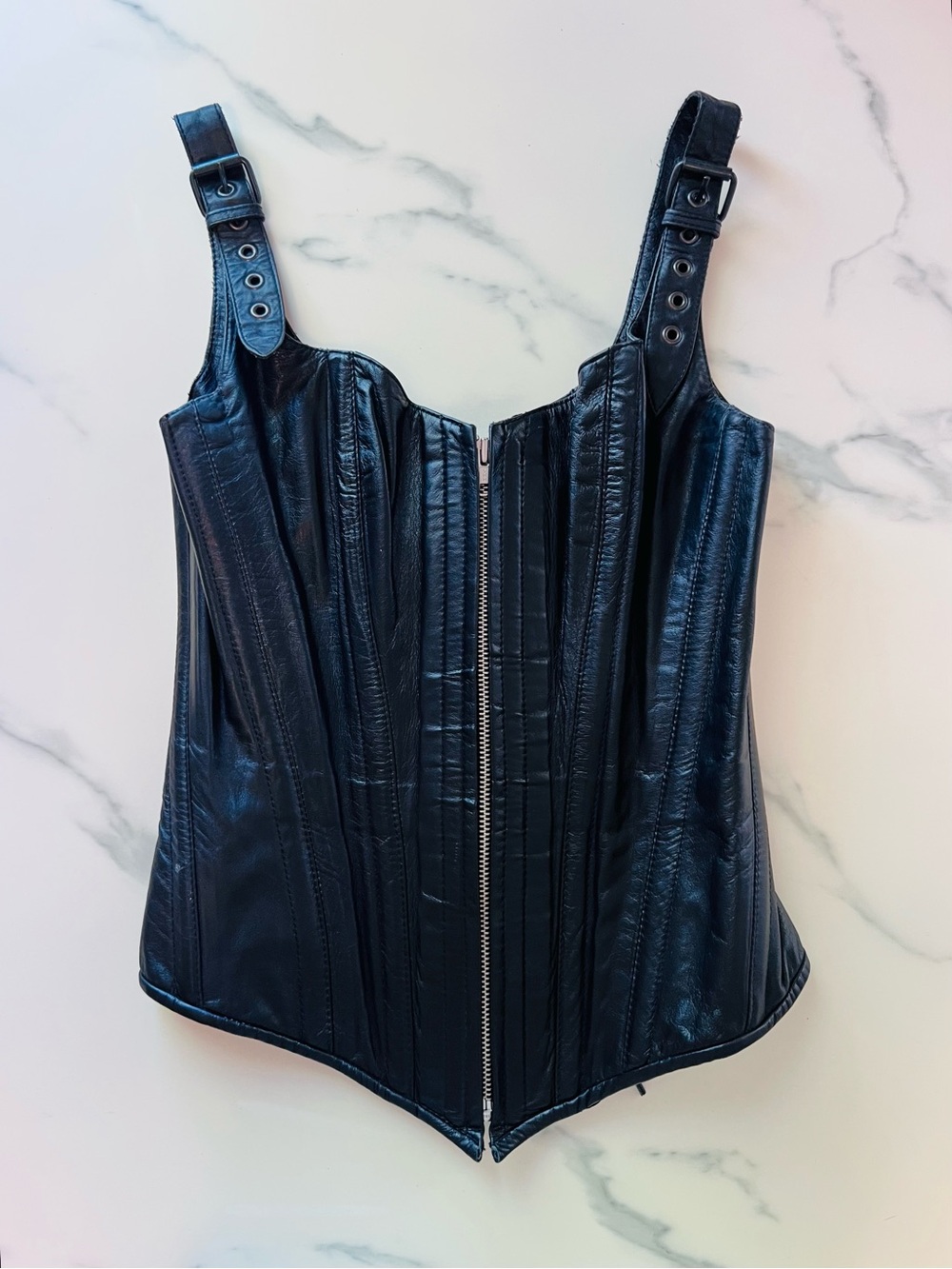 1990s Northbound Leather 6204 Strapped Sweetheart Corset Lace-up Back